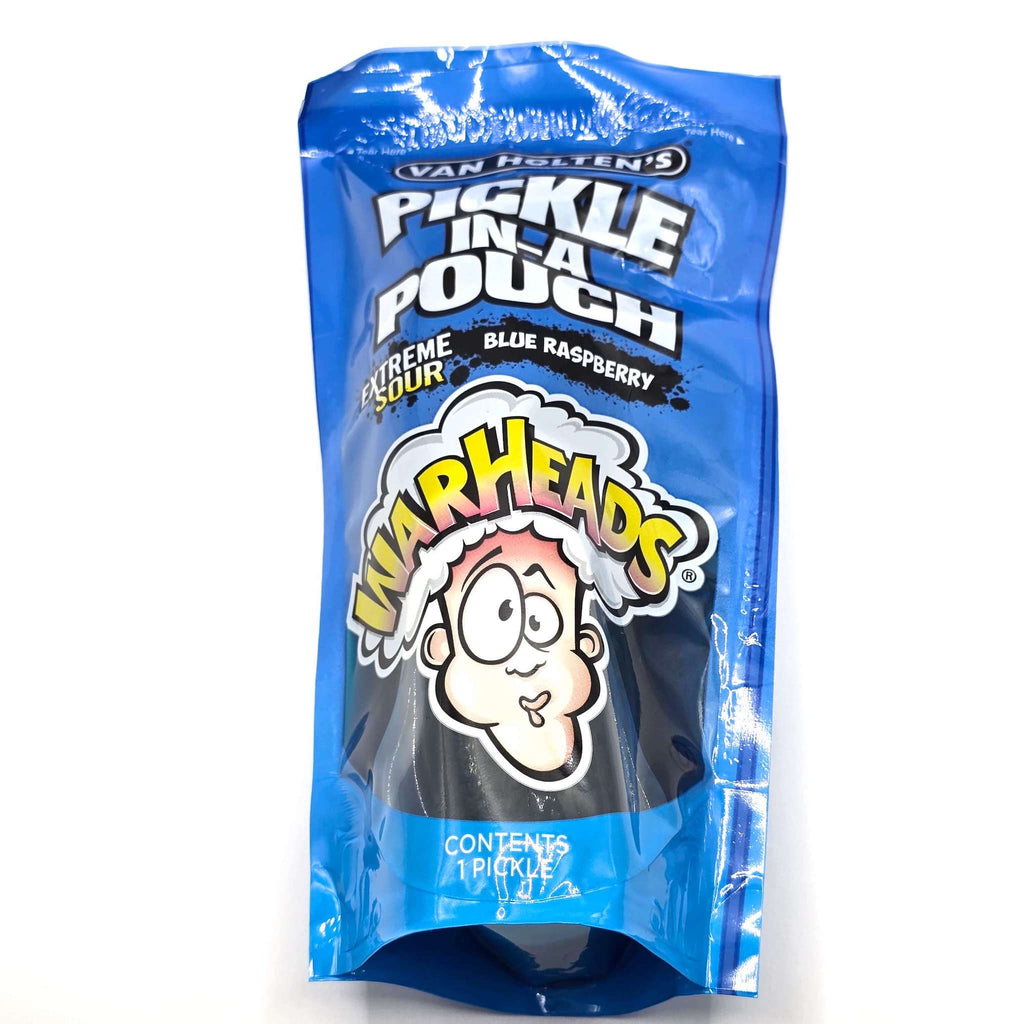 VAN HOLTEN'S WARHEADS BLUE RASPBERRY PICKLE IN A POUCH<NOVELTY CANDY>