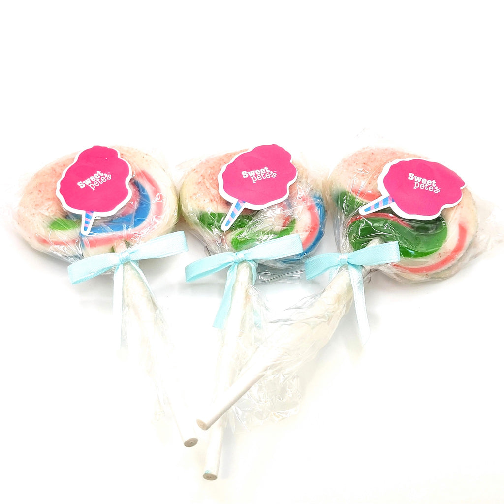 white chocolate cotton candy lollipops